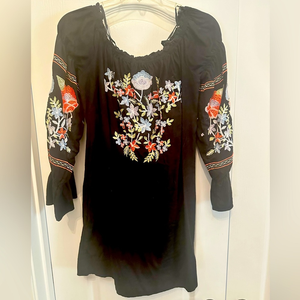Free People Fleur Du Jour Floral Mini Dress Black Size Medium